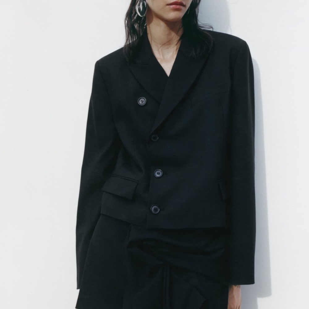 Zara cropped wool blend blazer medium
